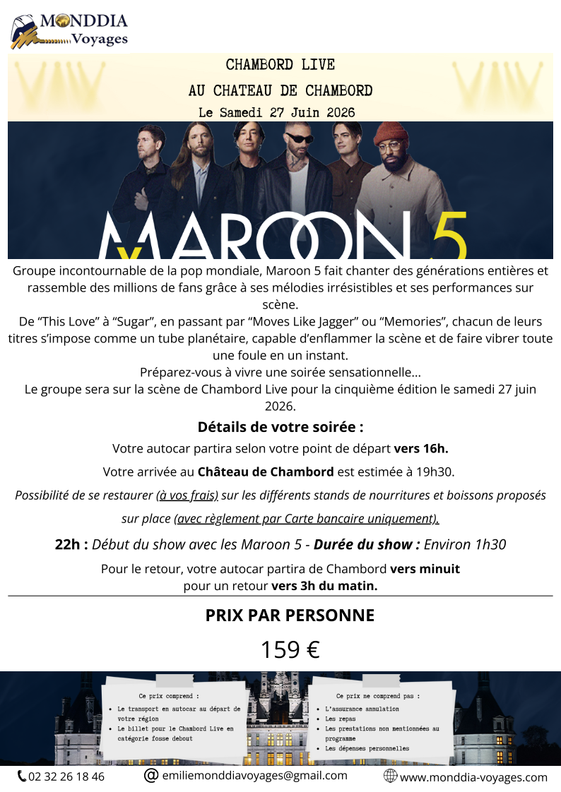 Chambord Live, Samedi 27 juin 2026