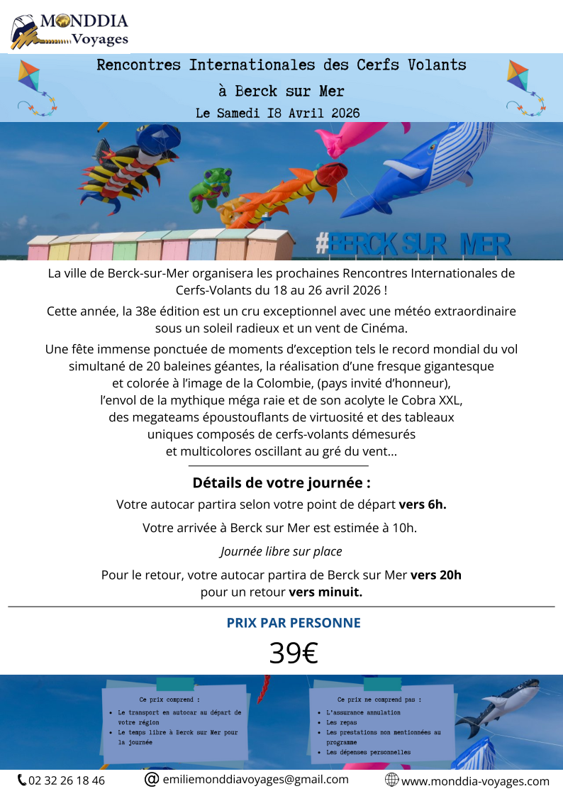 Rencontres Internationales des Cerfs Volants, Berck-sur-Mer, Samedi 18 Avril 2026