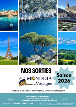 Nos sorties, Monddia Voyages, saison 2026