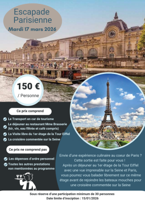 Escapade Parisienne, mardi 17 mars 2026