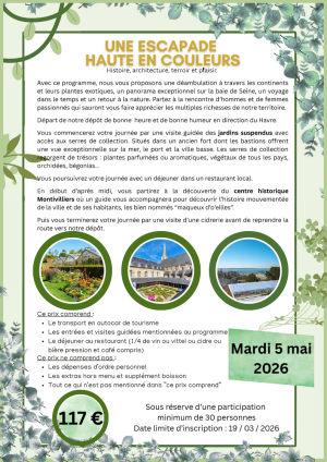 Une escapade haute en couleurs, mardi 05 mai 2026