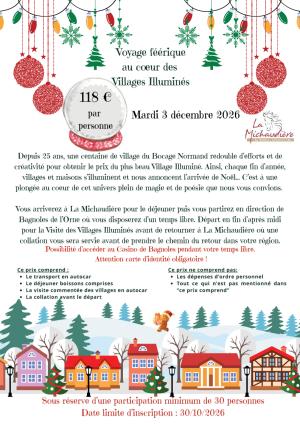 Voyage féérique au coeur des villages illuminés, mardi 03 décembre 2026